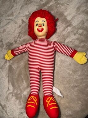 Ronald McDonald cloth doll Rubber face Red Striped Plush Clown Doll - Kids Toy